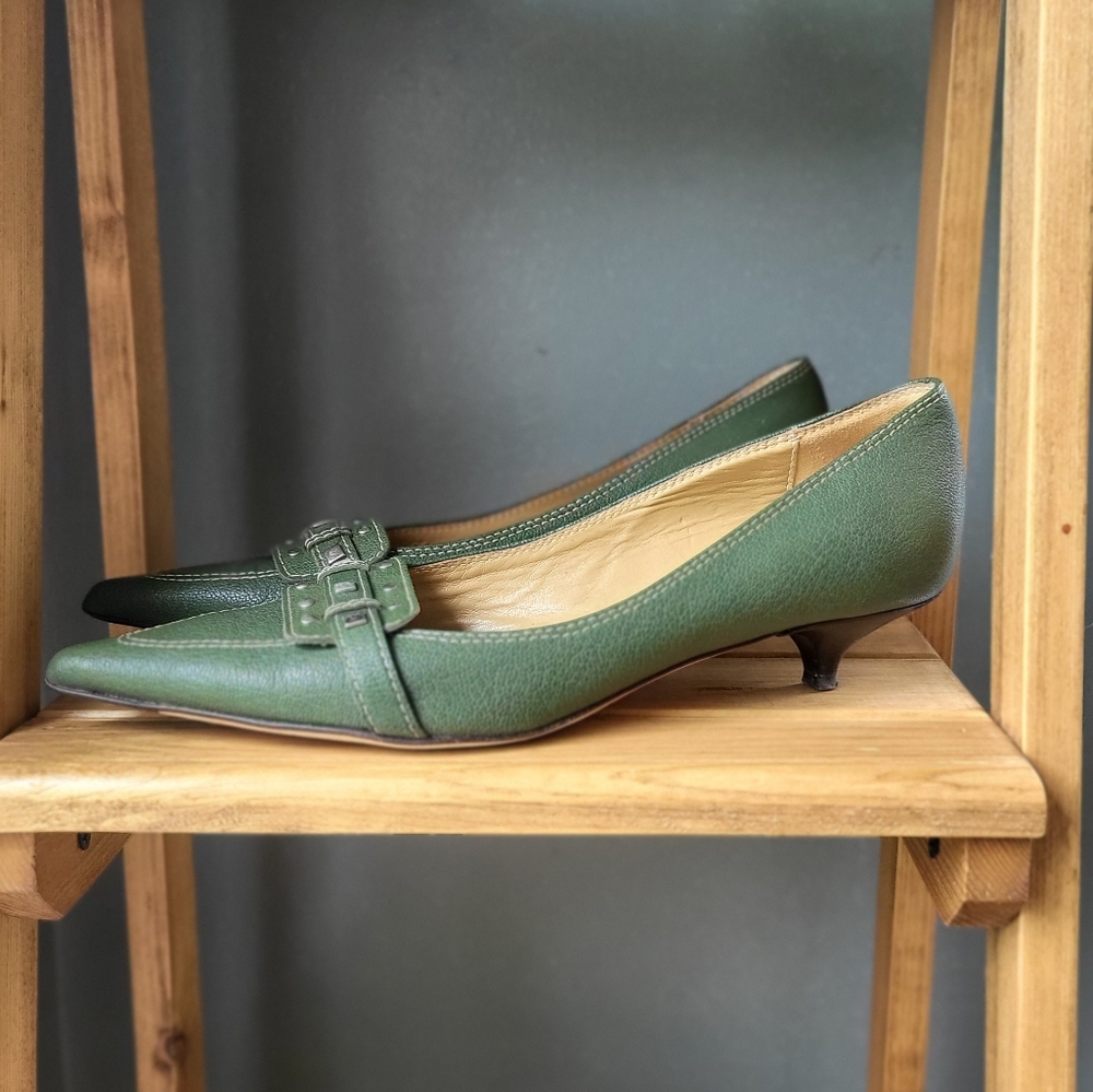 Faconnable Leather Kitten Heels